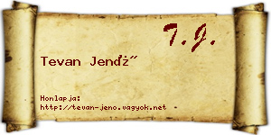 Tevan Jenő névjegykártya